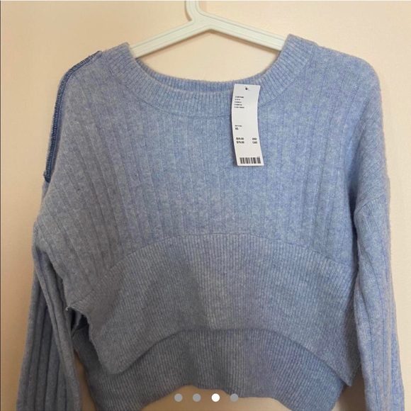 UO Alba cropped pullover Sweater Sky Blue - Picture 3 of 4